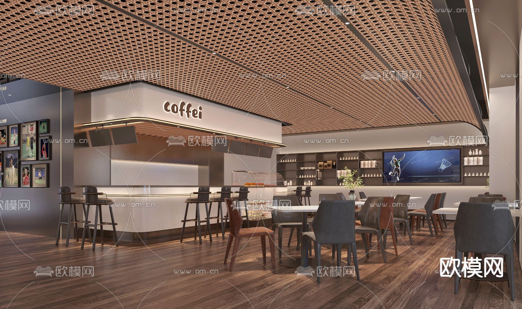 现代咖啡厅 咖啡馆3d模型下载