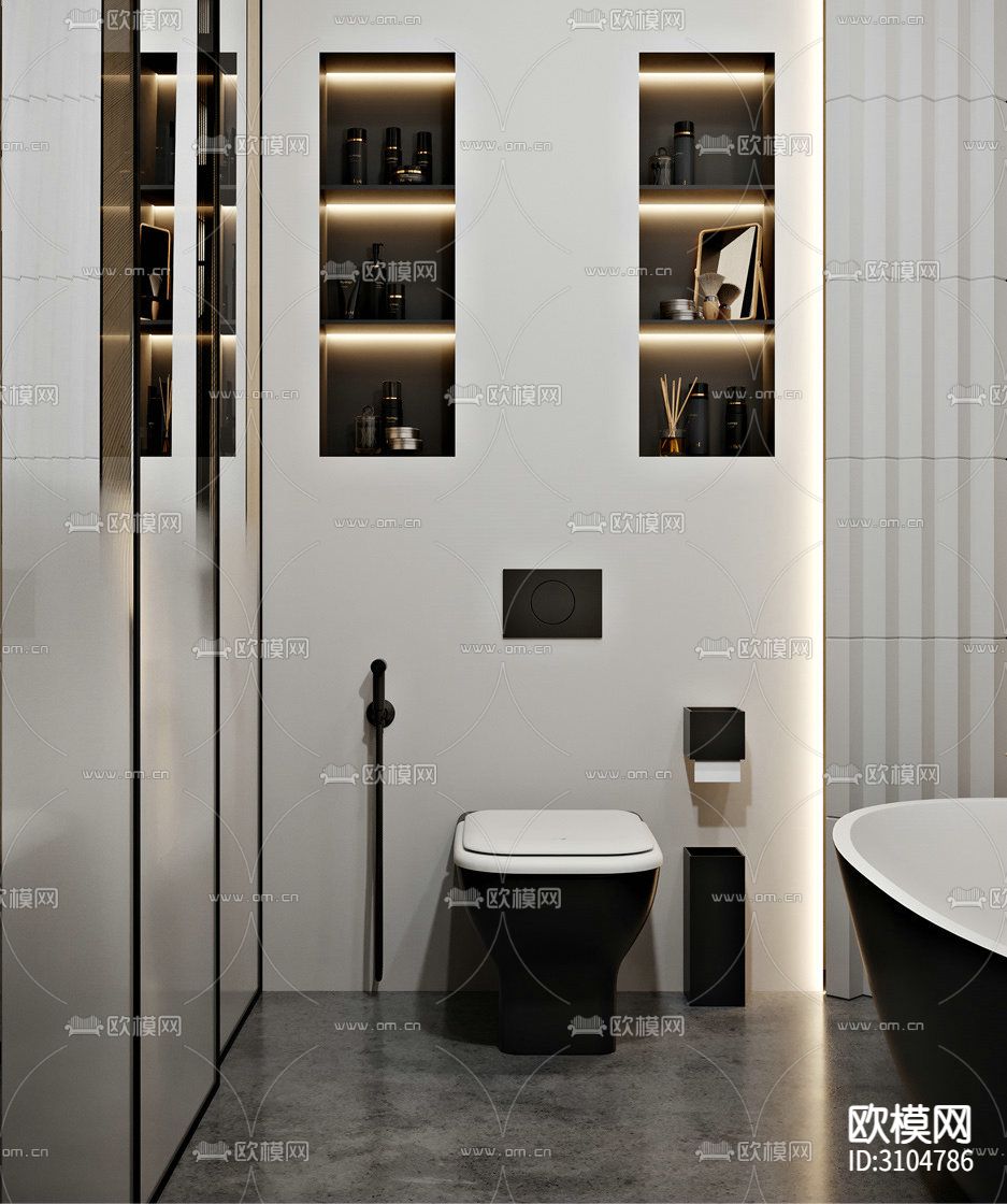 高级灰卫生间装修效果图下载（渲染图5）