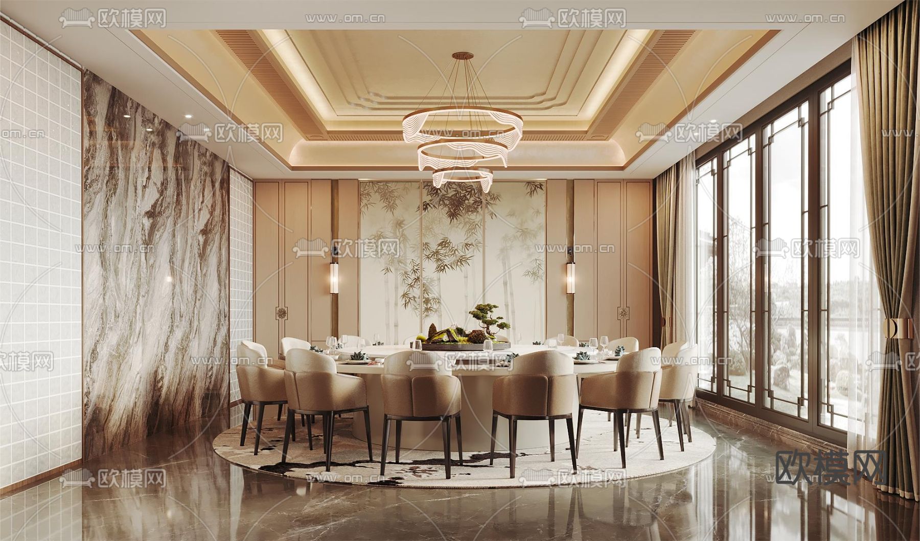 中餐厅包房 酒楼包厢3d模型下载