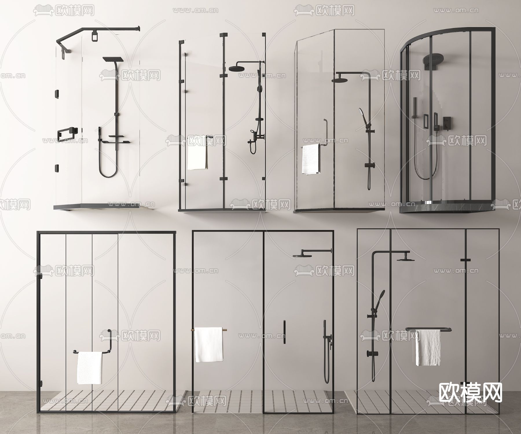 淋浴间 淋浴隔断 冲凉房3d模型下载