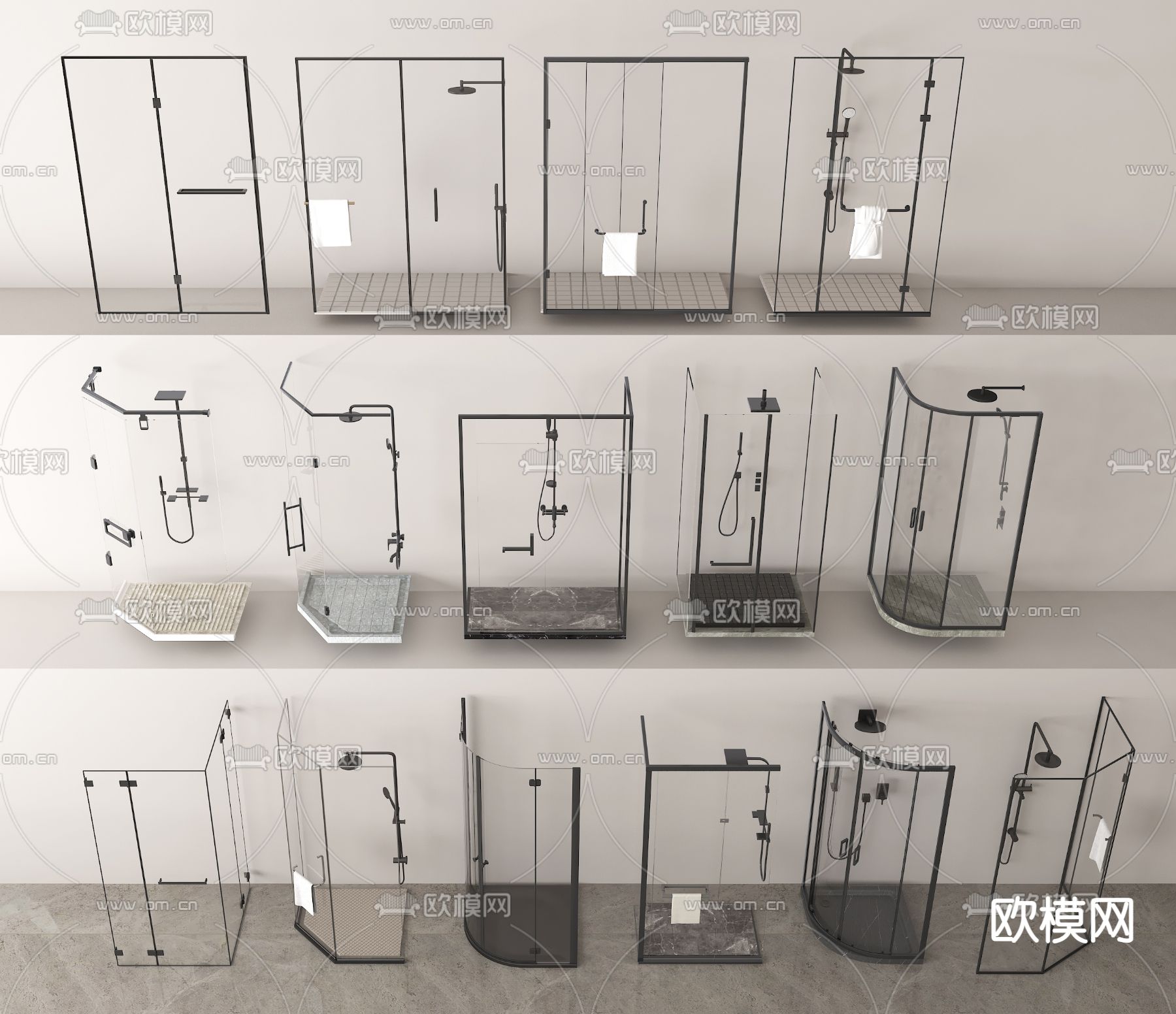 淋浴间 淋浴隔断 冲凉房3d模型下载