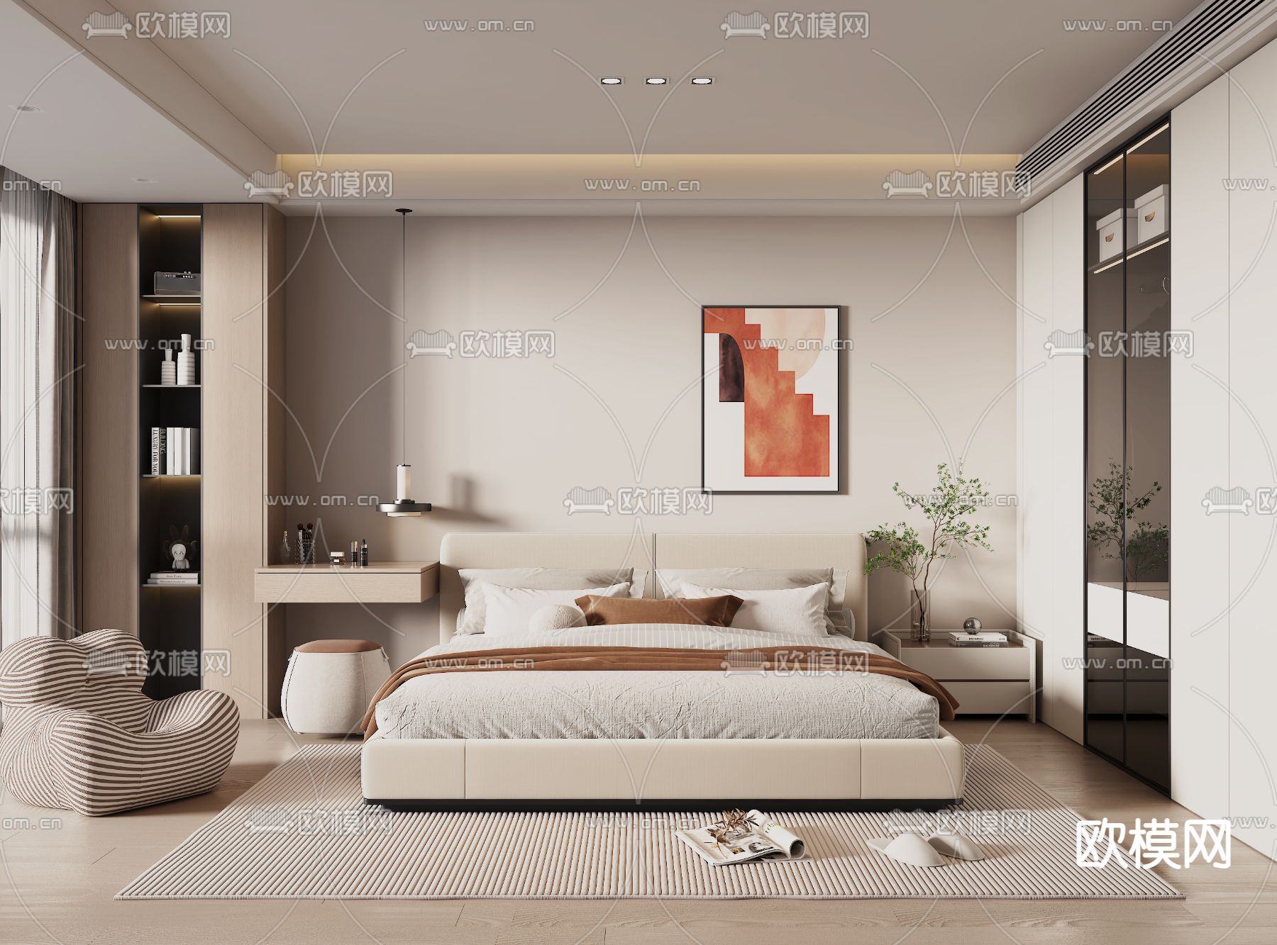 现代卧室 主卧 主人房3d模型下载