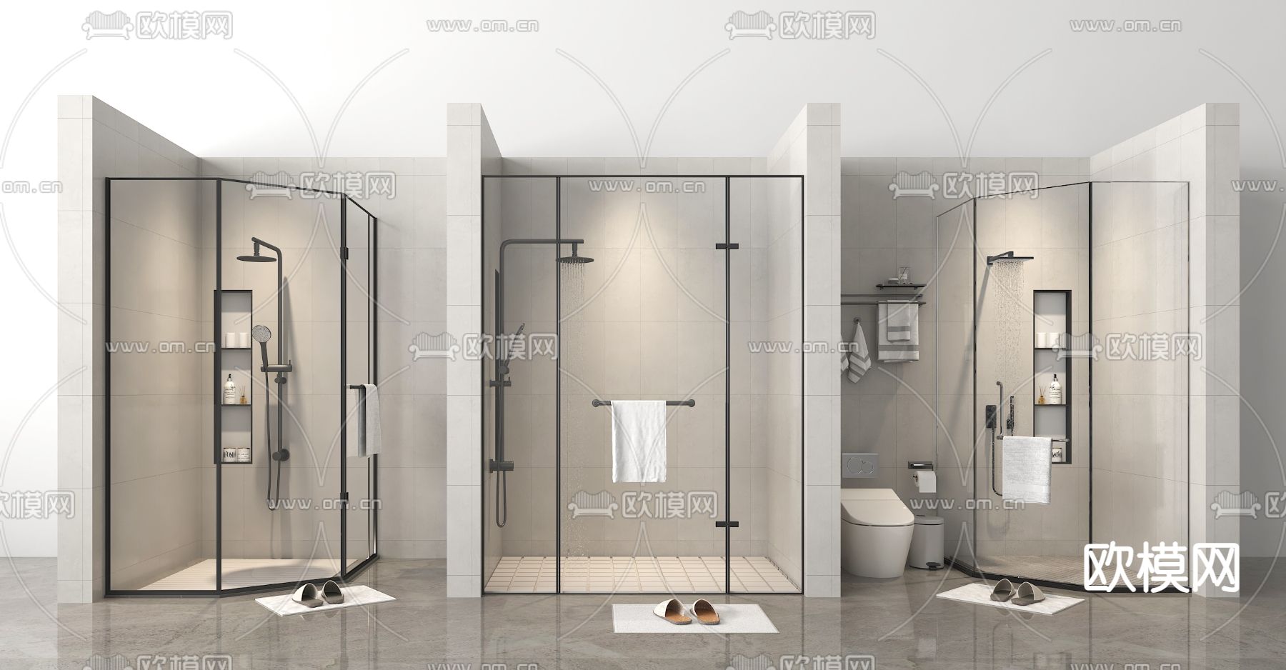 淋浴间 淋浴隔断su模型下载（渲染图2）