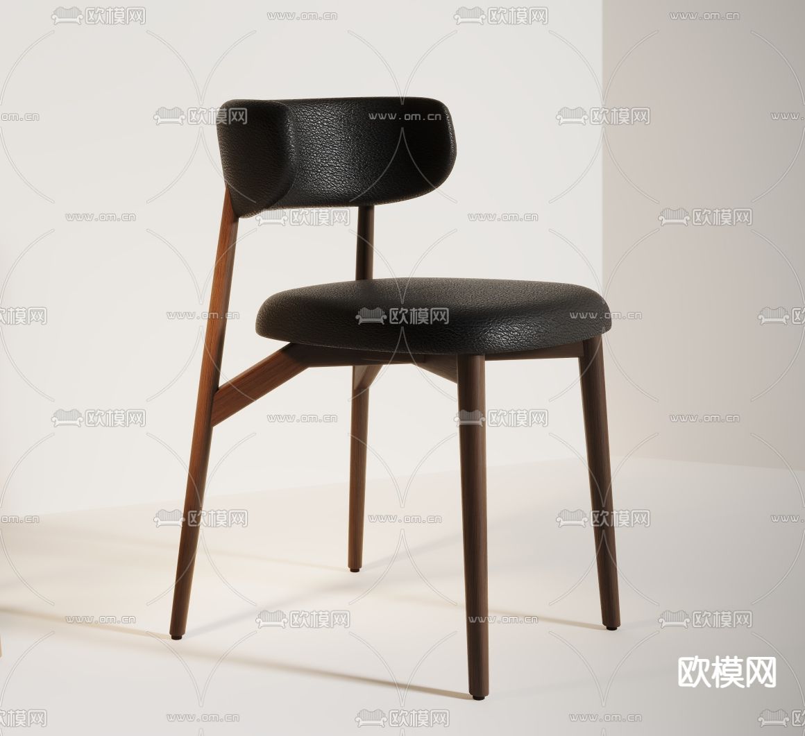 中古风椅子 餐椅3d模型下载（渲染图2）