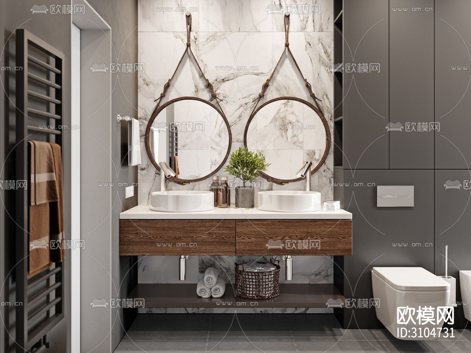 现代卫生间装修效果图下载（渲染图1）