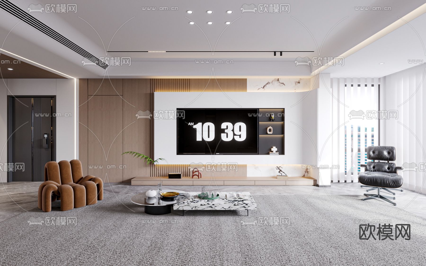 意式极简客餐厅3d模型下载（渲染图4）