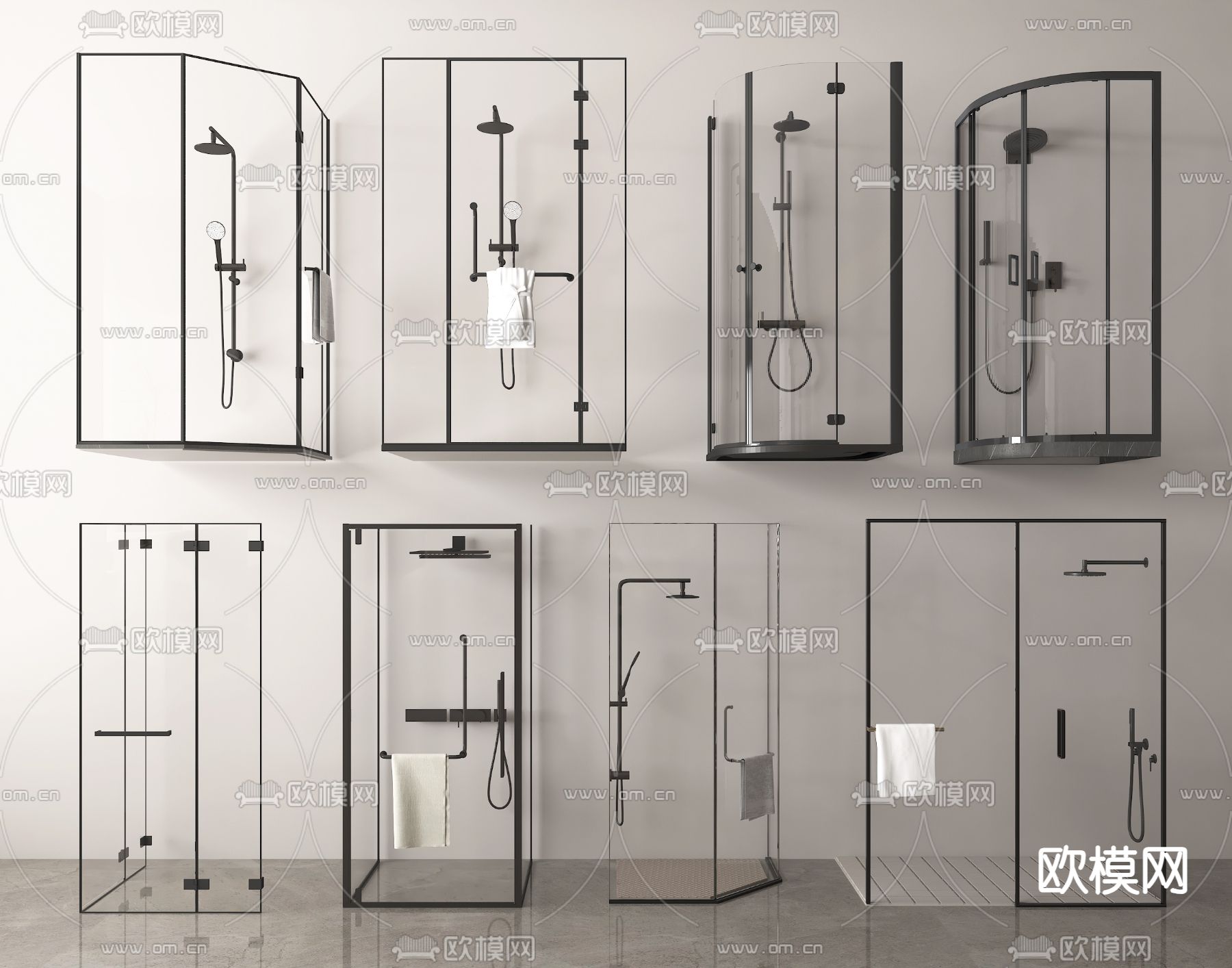淋浴间 淋浴隔断su模型下载（渲染图2）