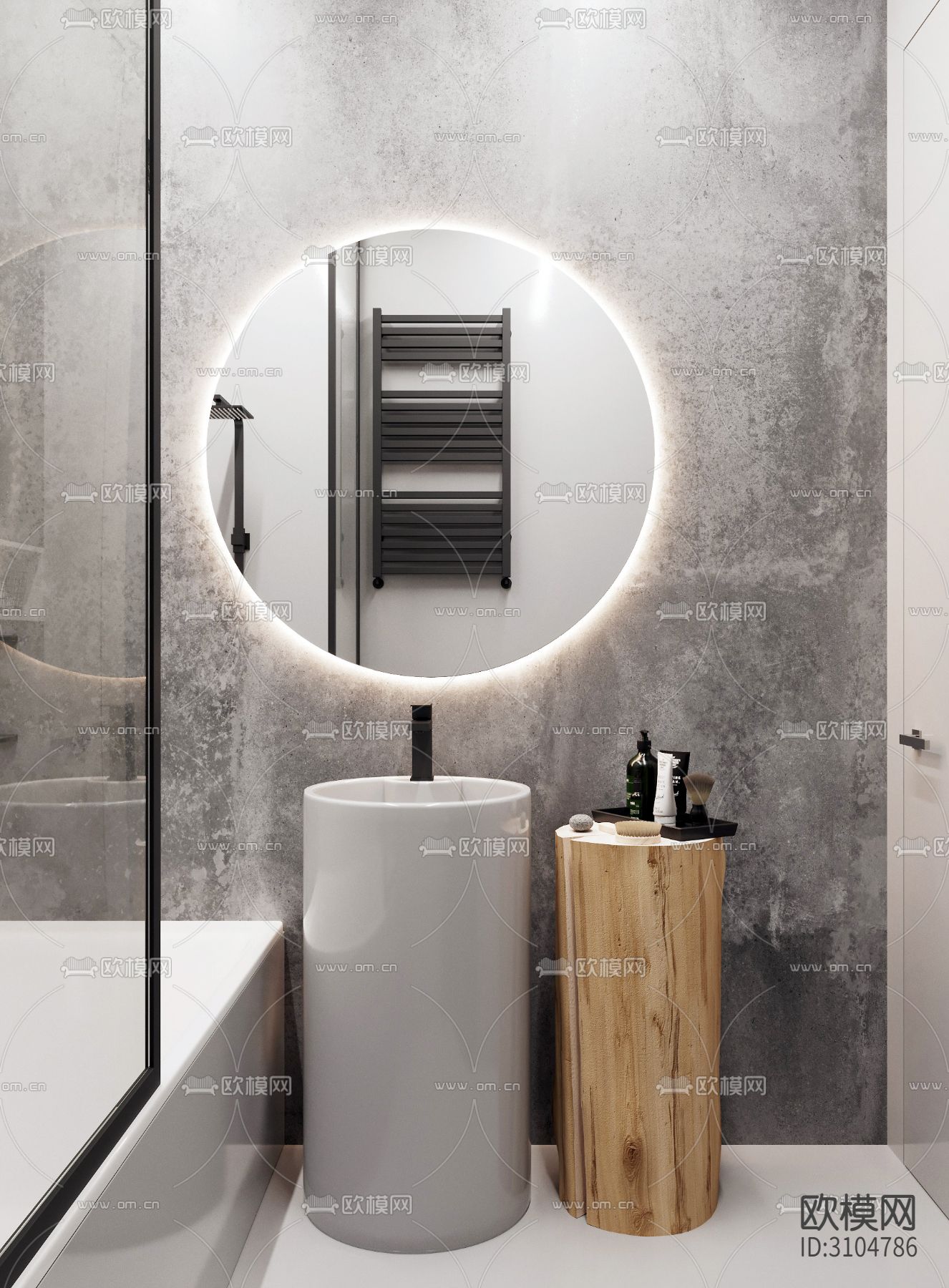 高级灰卫生间装修效果图下载（渲染图4）