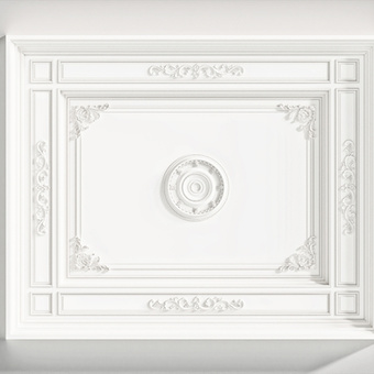 简欧天花吊顶 雕花 灯盘su模型