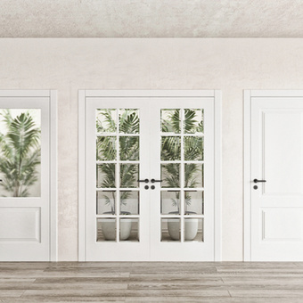 简欧双开门 平开门 玻璃门su模型