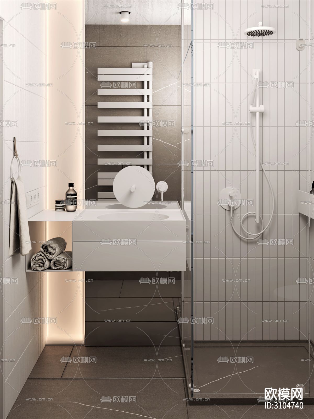 现代卫生间装修效果图下载（渲染图4）