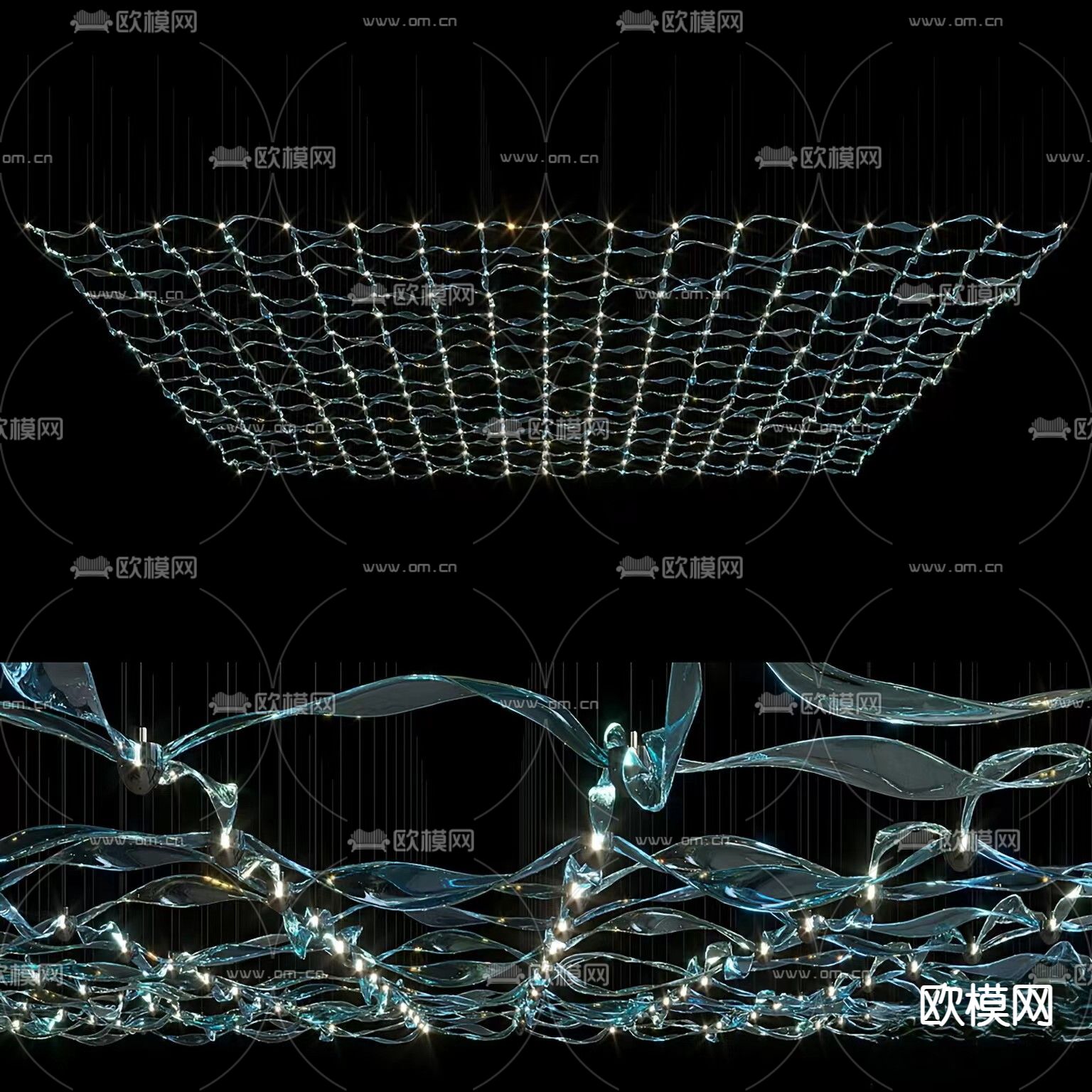 Vargov 水晶吊灯 大堂吊灯 装饰灯3d模型下载（渲染图1）