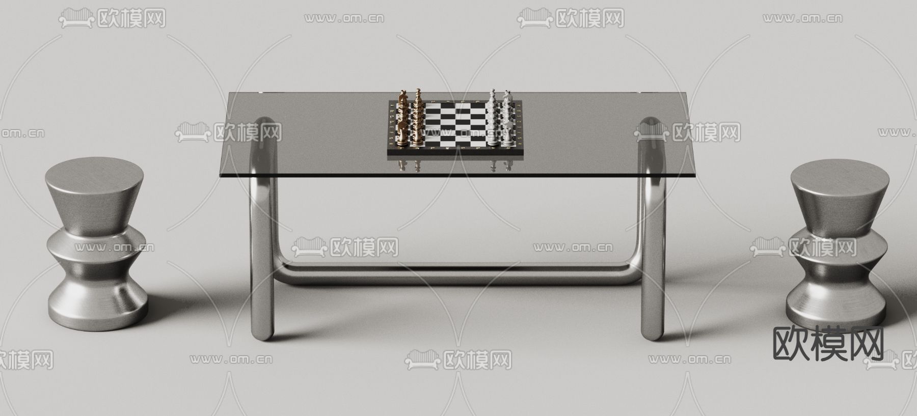 Calligaris 国际象棋桌 棋牌桌3d模型下载（渲染图3）