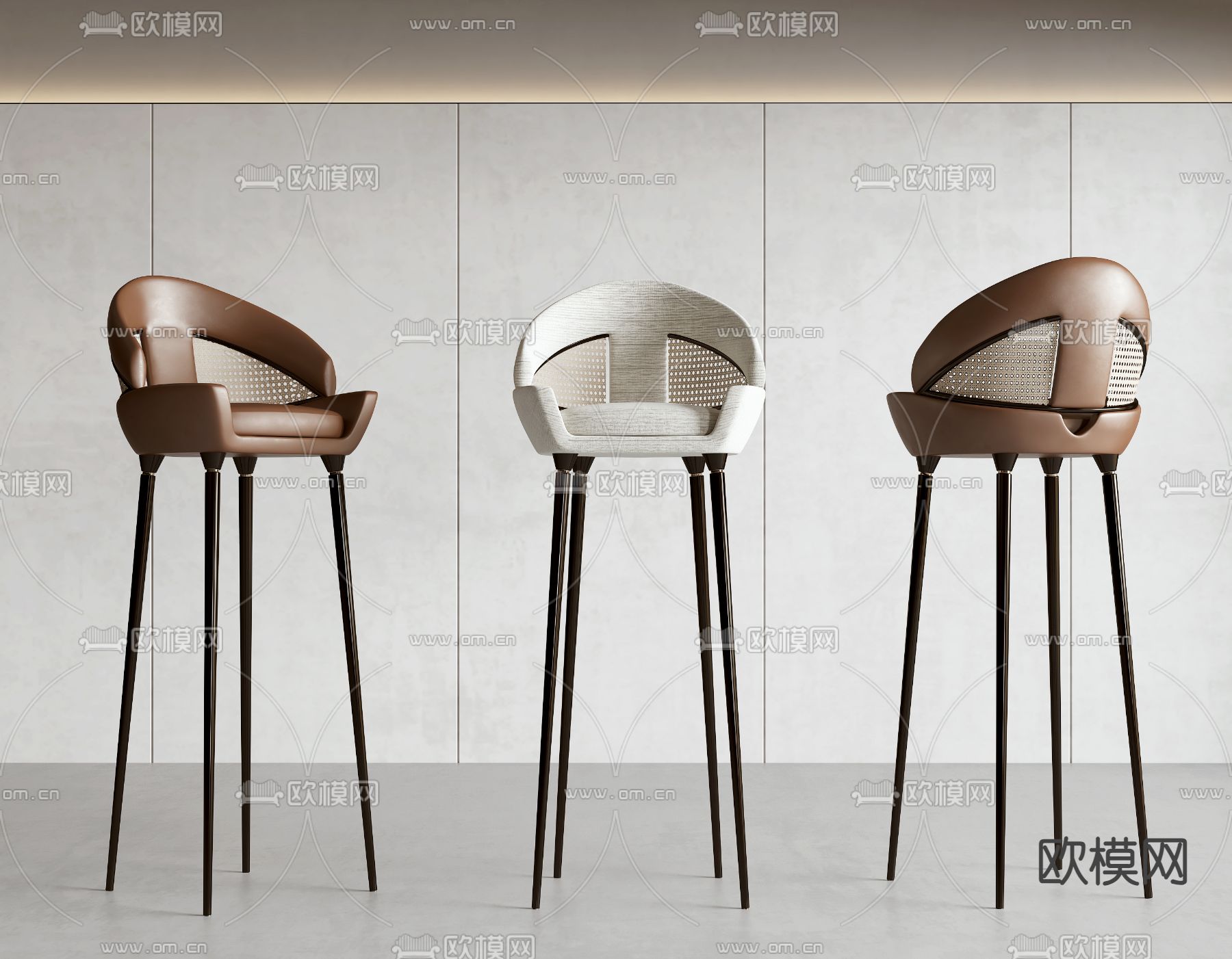 新中式吧椅 吧凳 高脚凳 水吧椅3d模型下载