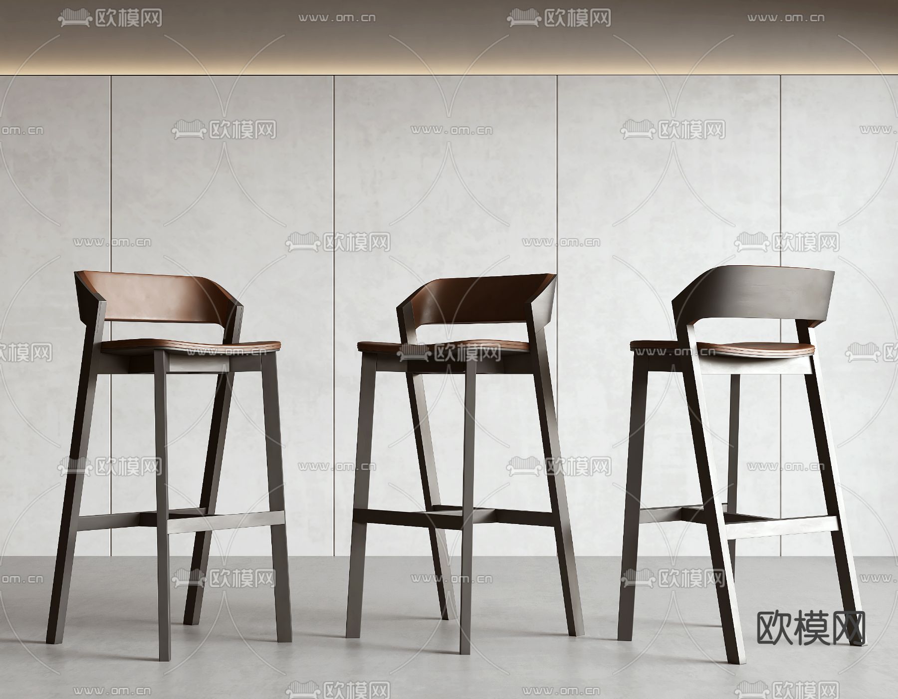 新中式吧椅 吧凳 高脚凳3d模型下载