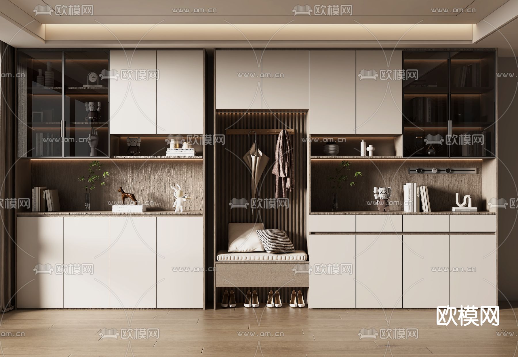 玄关鞋柜 换鞋凳3d模型下载