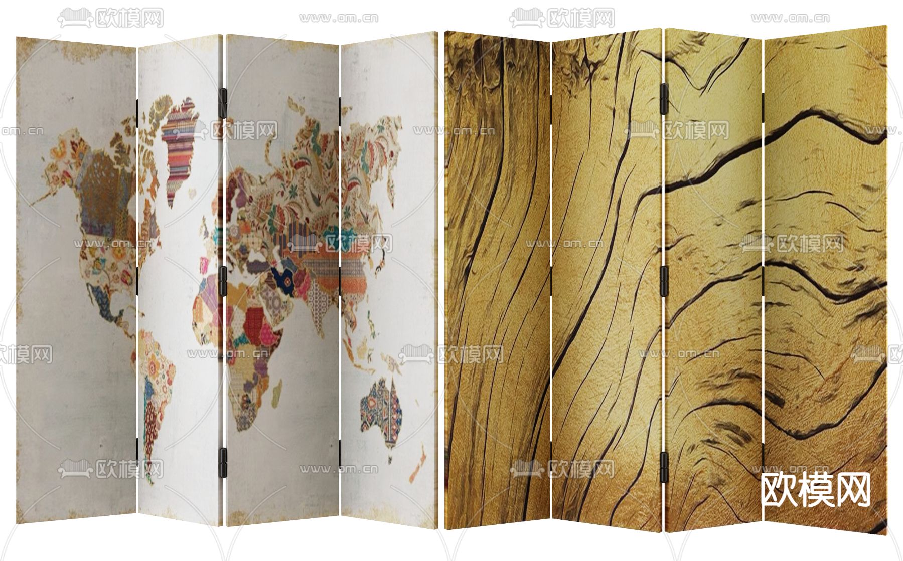 中古风屏风 隔断3d模型下载