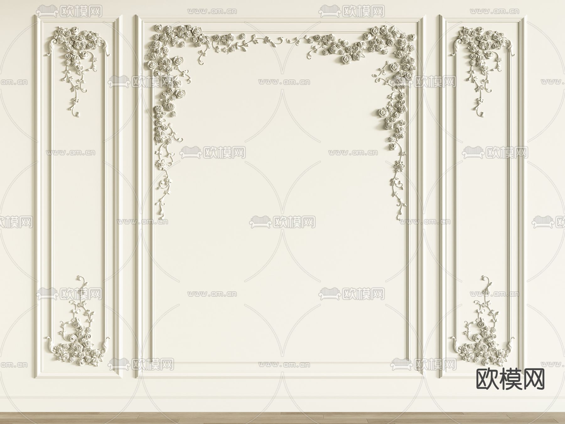 欧式雕花角线 护墙板 线条3d模型下载