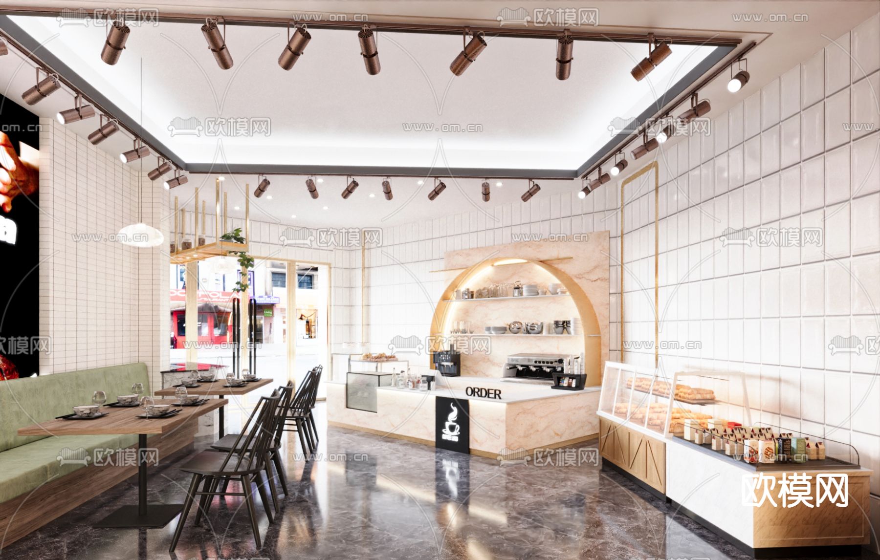 北欧咖啡店 甜品店3d模型下载