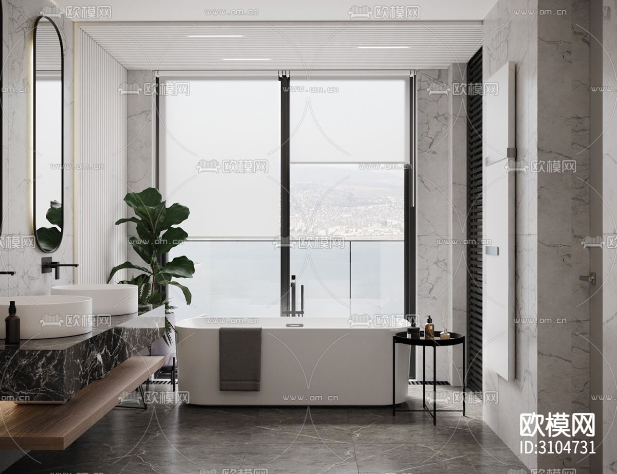 现代卫生间装修效果图下载（渲染图4）