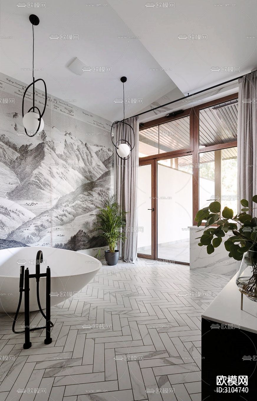 现代卫生间装修效果图下载（渲染图2）