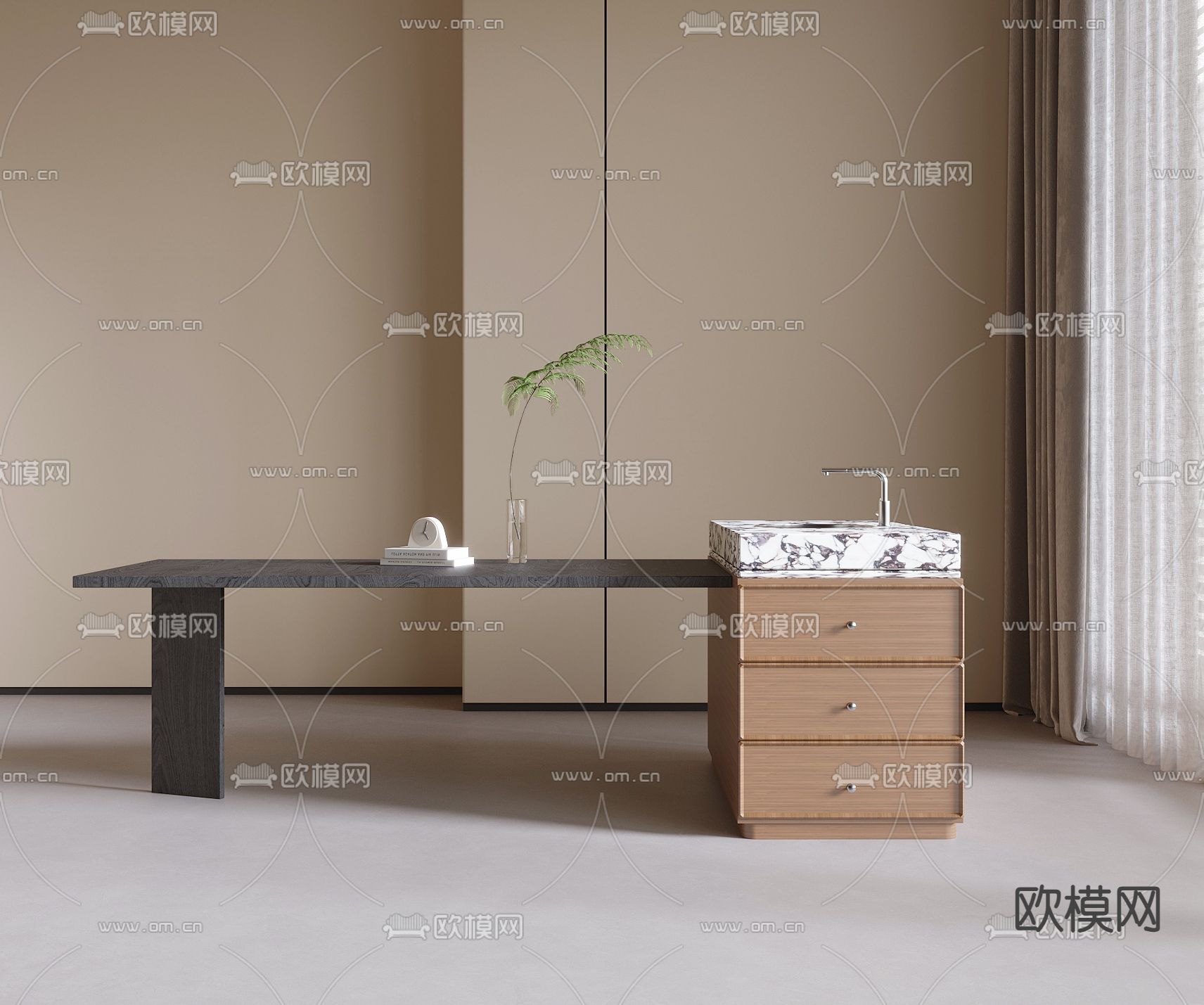 现代餐桌 中岛台3d模型下载