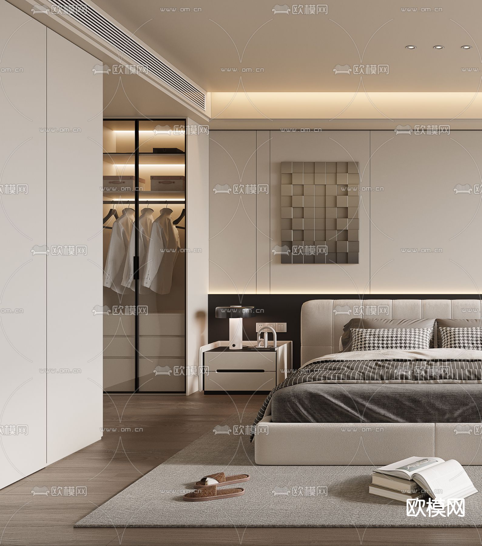 现代卧室 主人房3d模型下载（渲染图3）