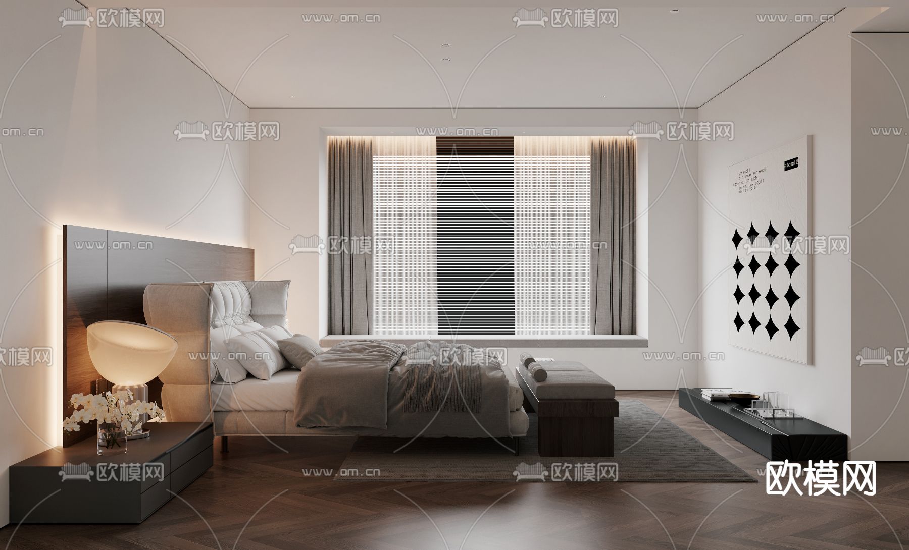 侘寂卧室su模型下载（渲染图4）