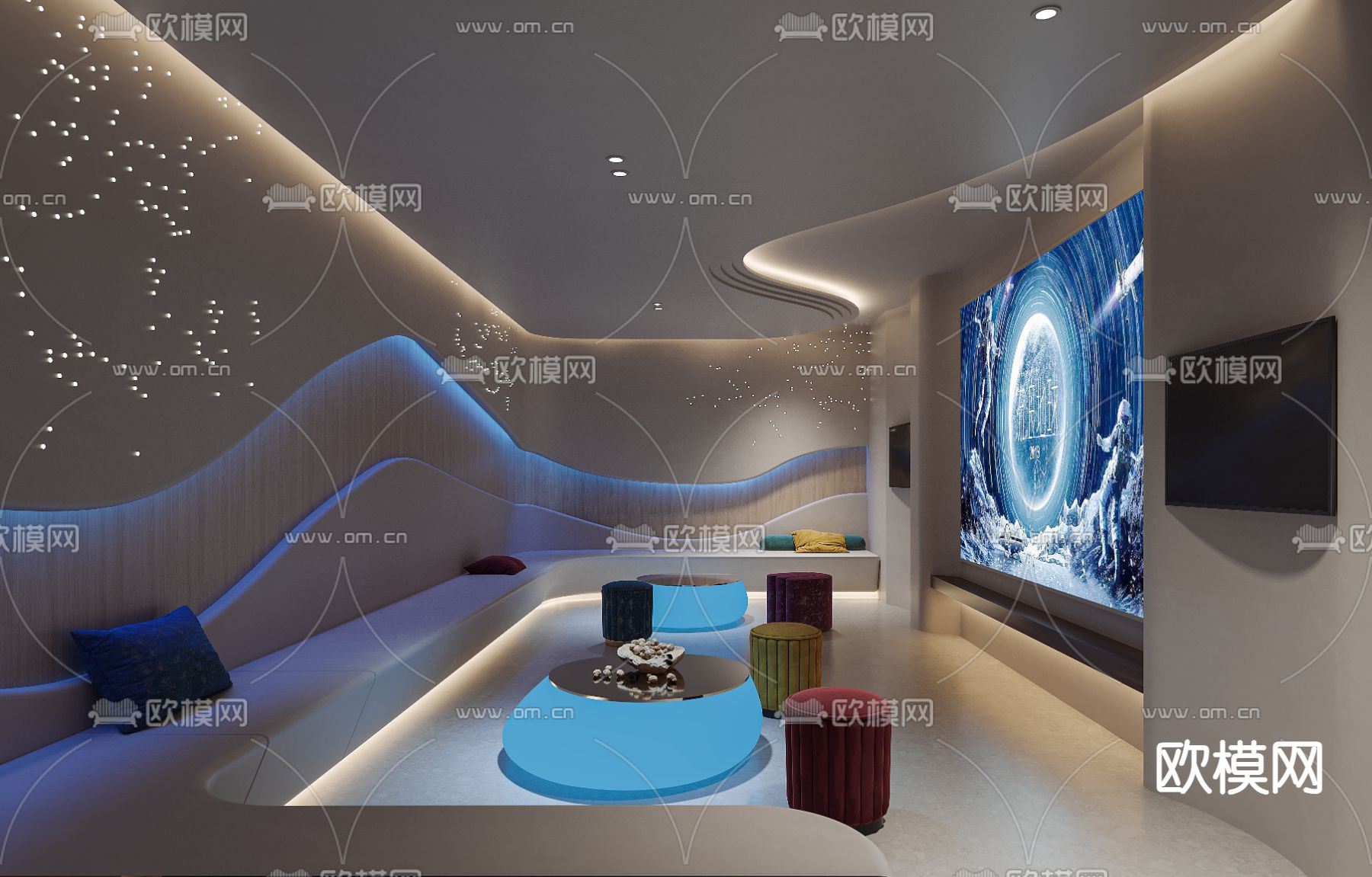 侘寂风影音室 家庭影院 视听室3d模型下载