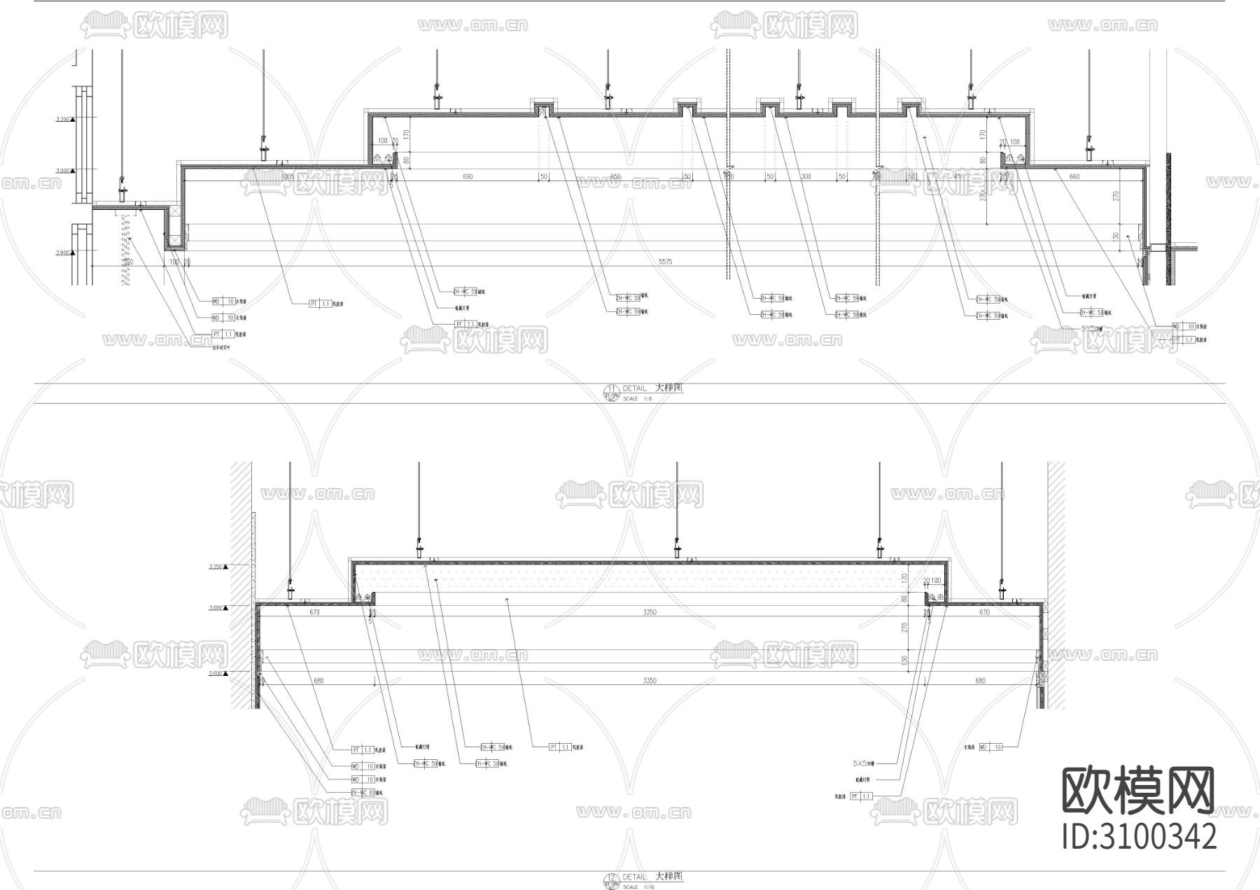 SPA美容天花cad大样图下载（渲染图4）