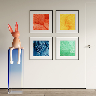  现代装饰画 组合画su模型 