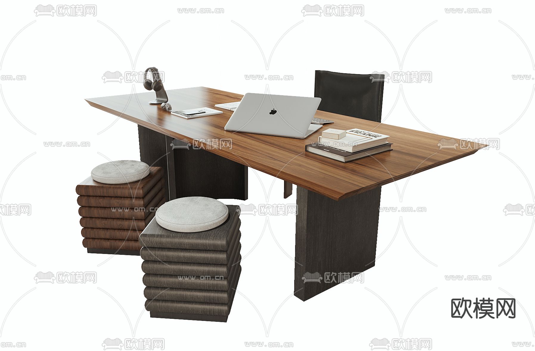 现代书桌椅su模型下载（渲染图2）