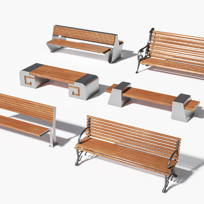 户外坐凳 原木长凳 景观椅su模型 