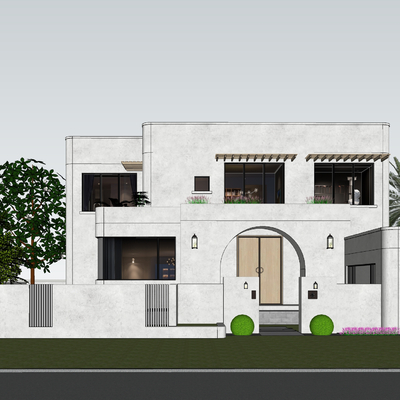  现代民宿建筑su模型 