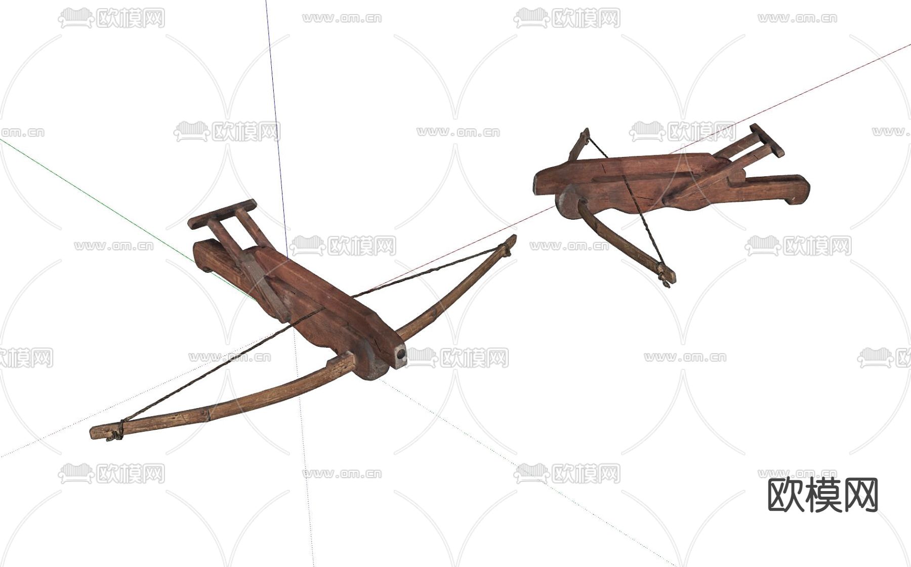 古代弓弩 弩箭su模型下载（渲染图1）