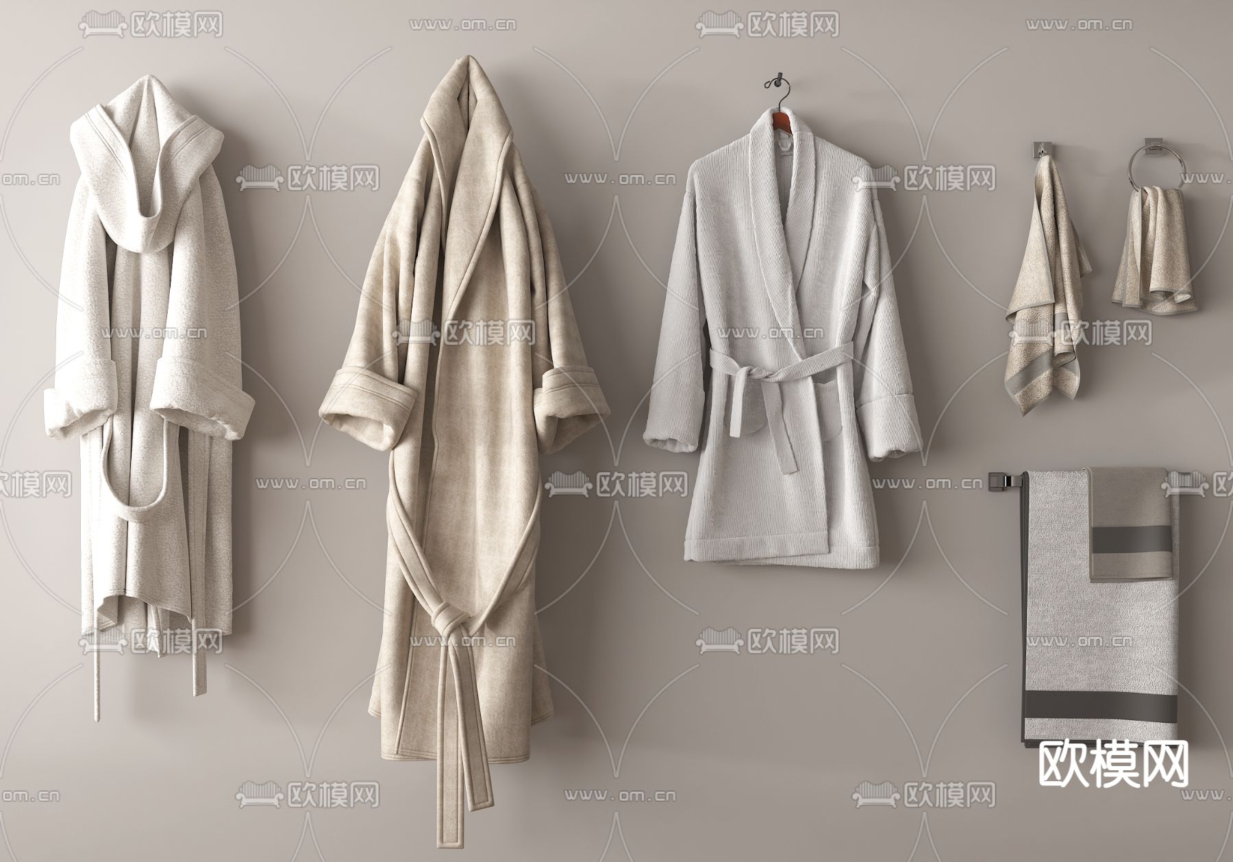 毛巾浴袍 卫浴用品su模型下载（渲染图2）