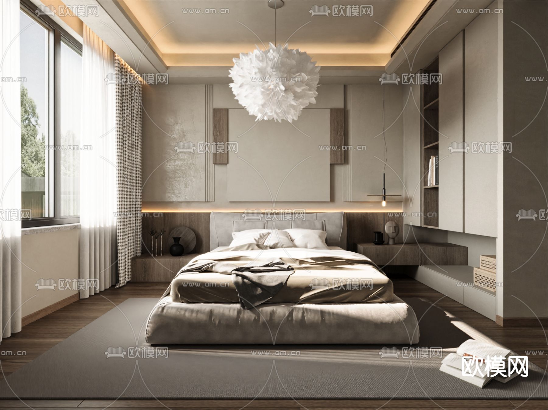 中古风卧室 主人房su模型下载（渲染图2）