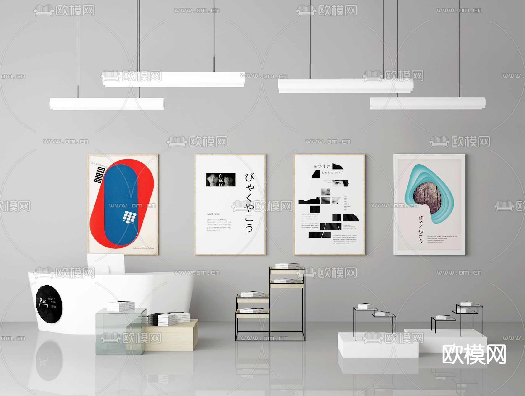 展览台 画展 中岛台 接待台3d模型下载