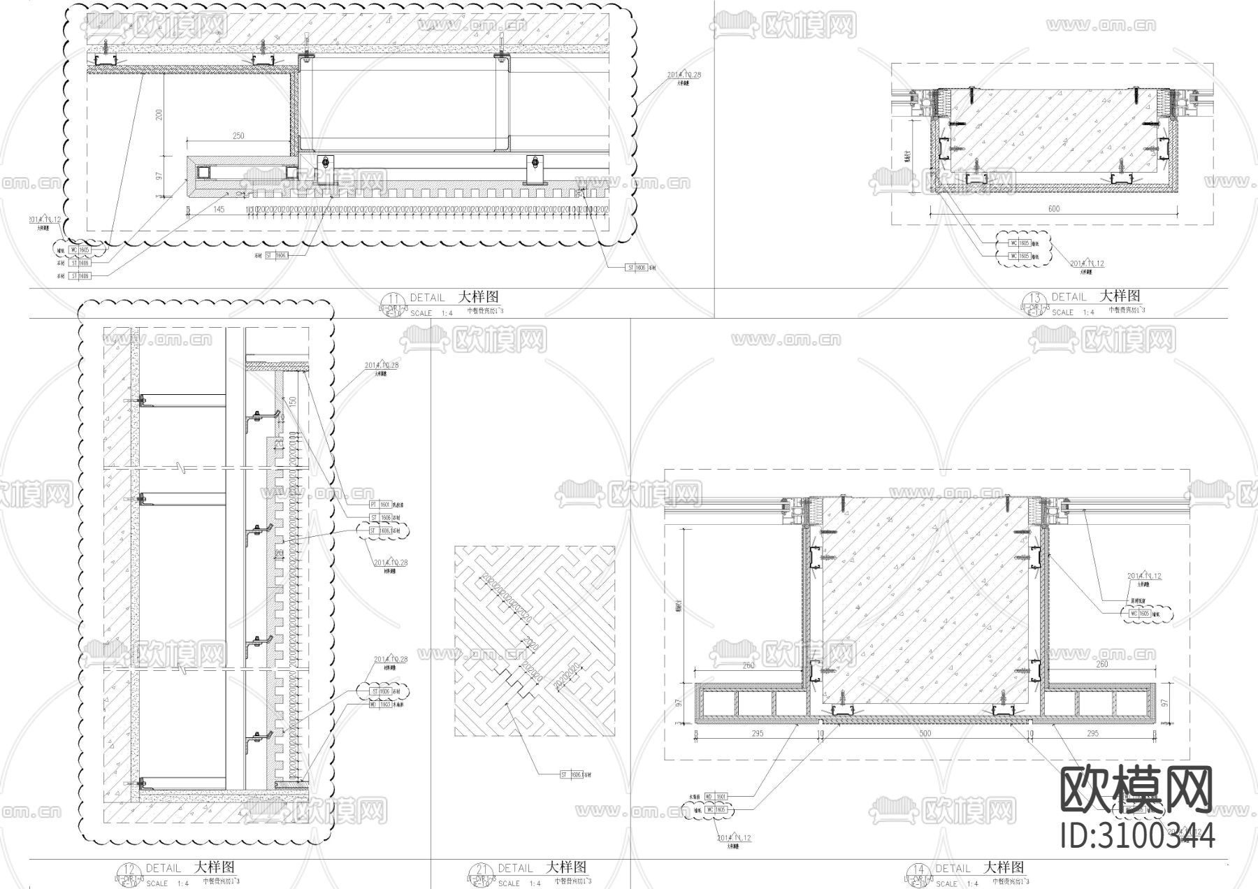 包间墙身cad大样图下载（渲染图3）