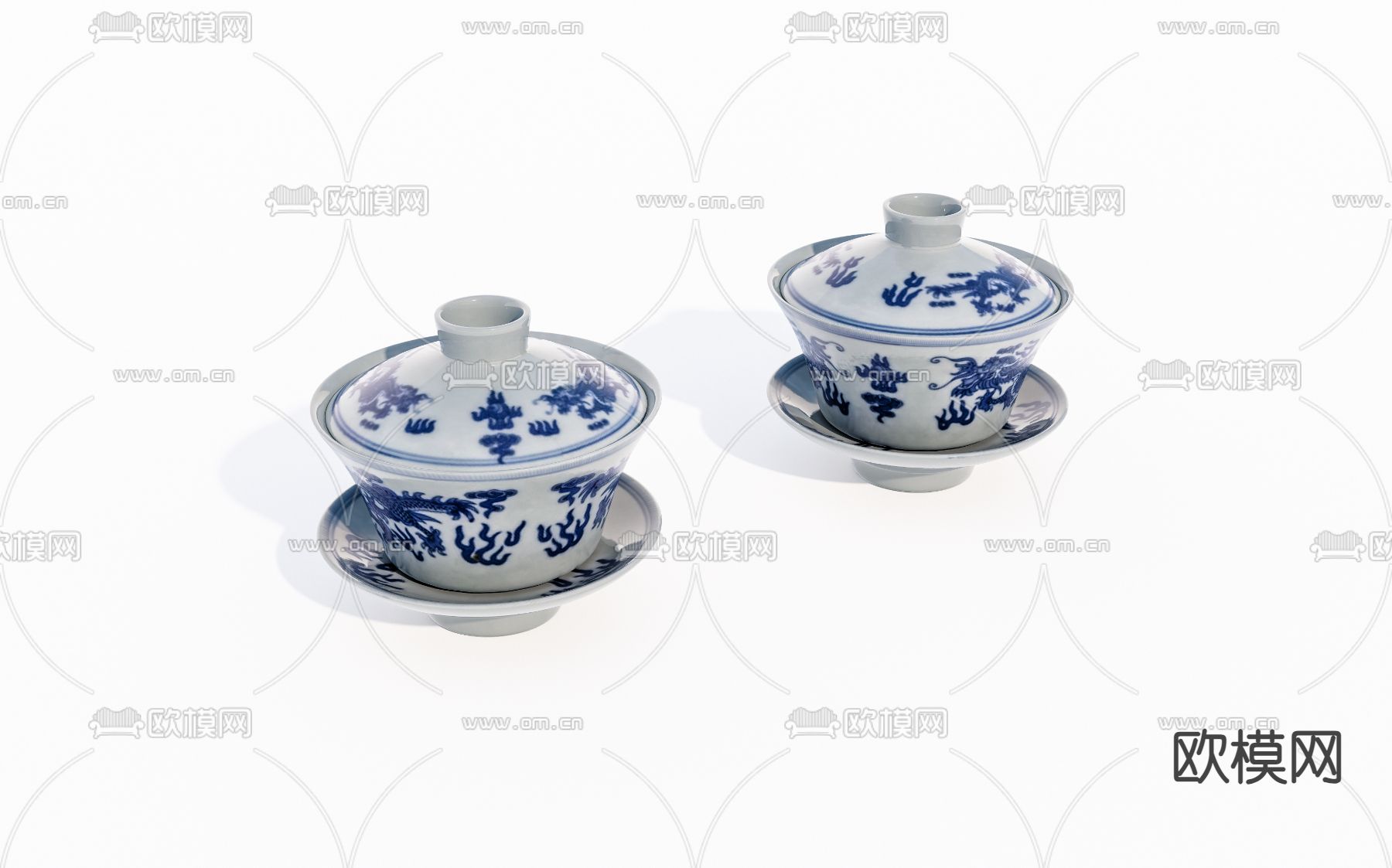 新中式茶具 茶杯su模型下载（渲染图2）