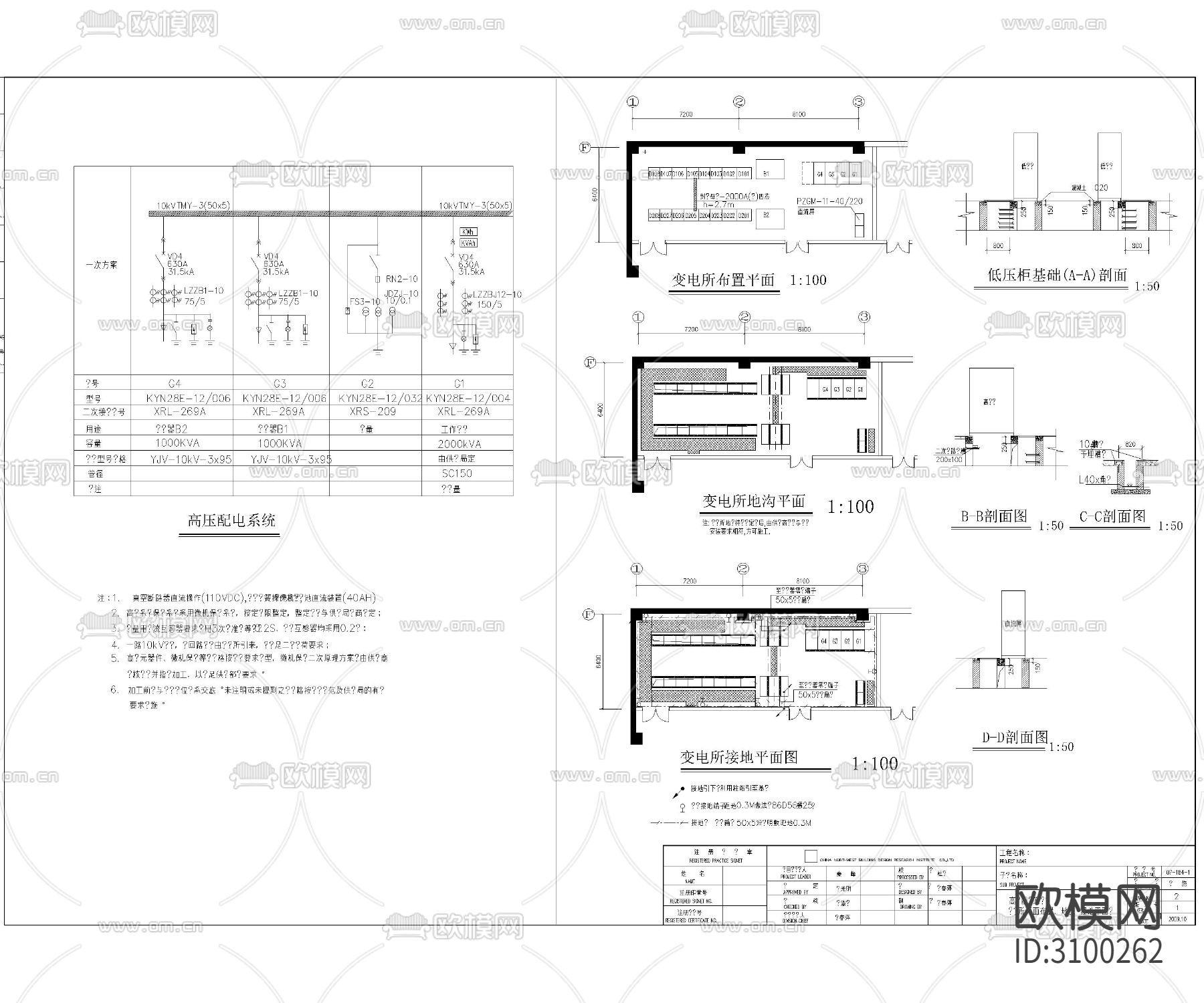 地下一层电力平面图cad施工图下载（渲染图2）
