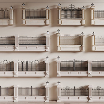 简欧院墙 围墙su模型