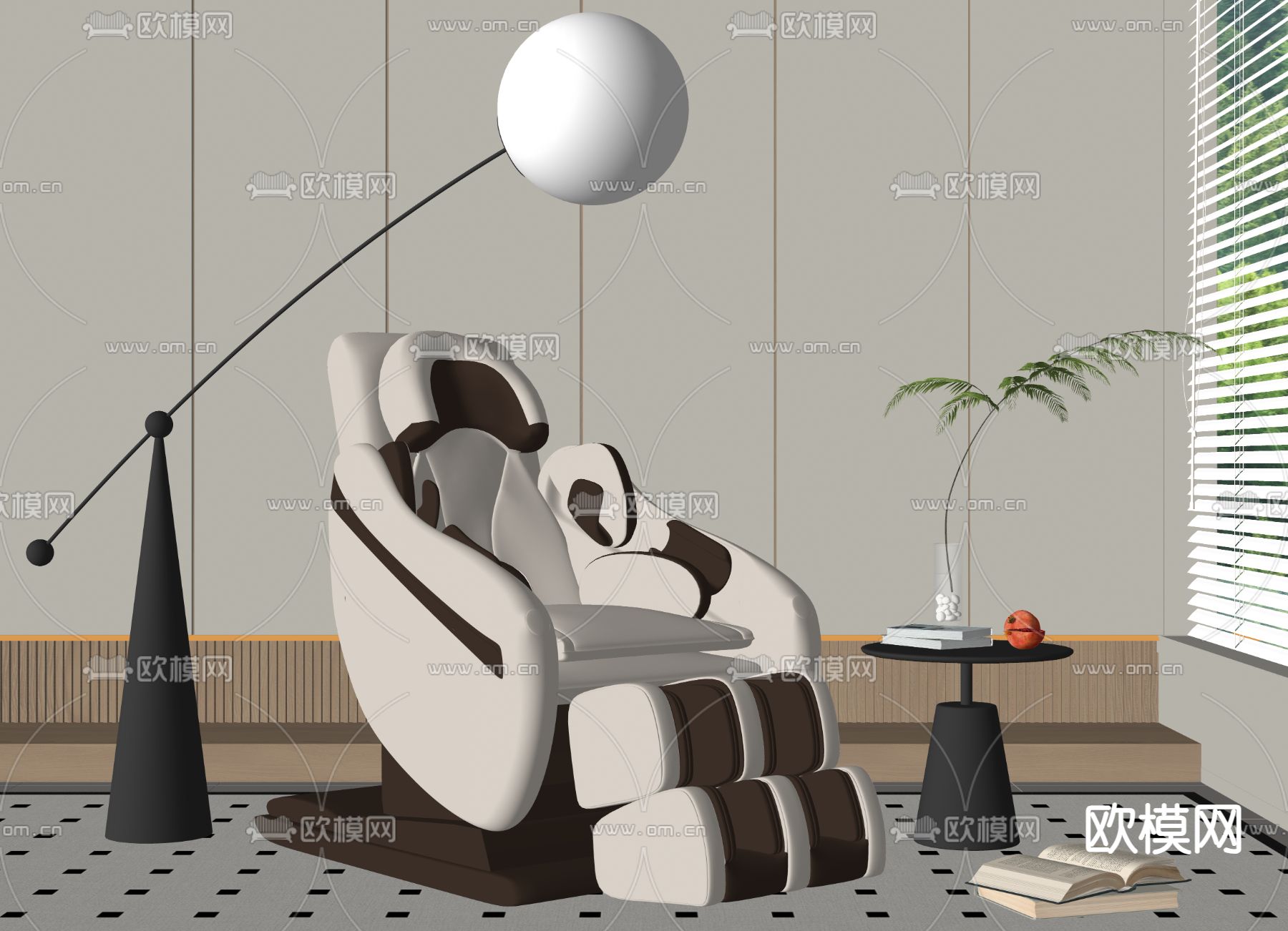 现代按摩椅su模型下载（渲染图1）