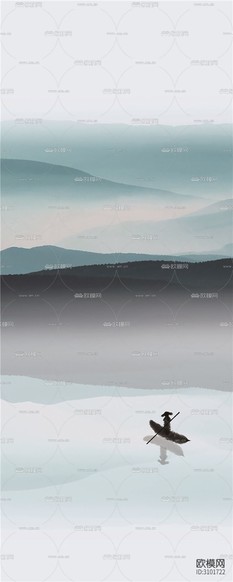 新中式禅意画 山川装饰画 水墨画贴图下载