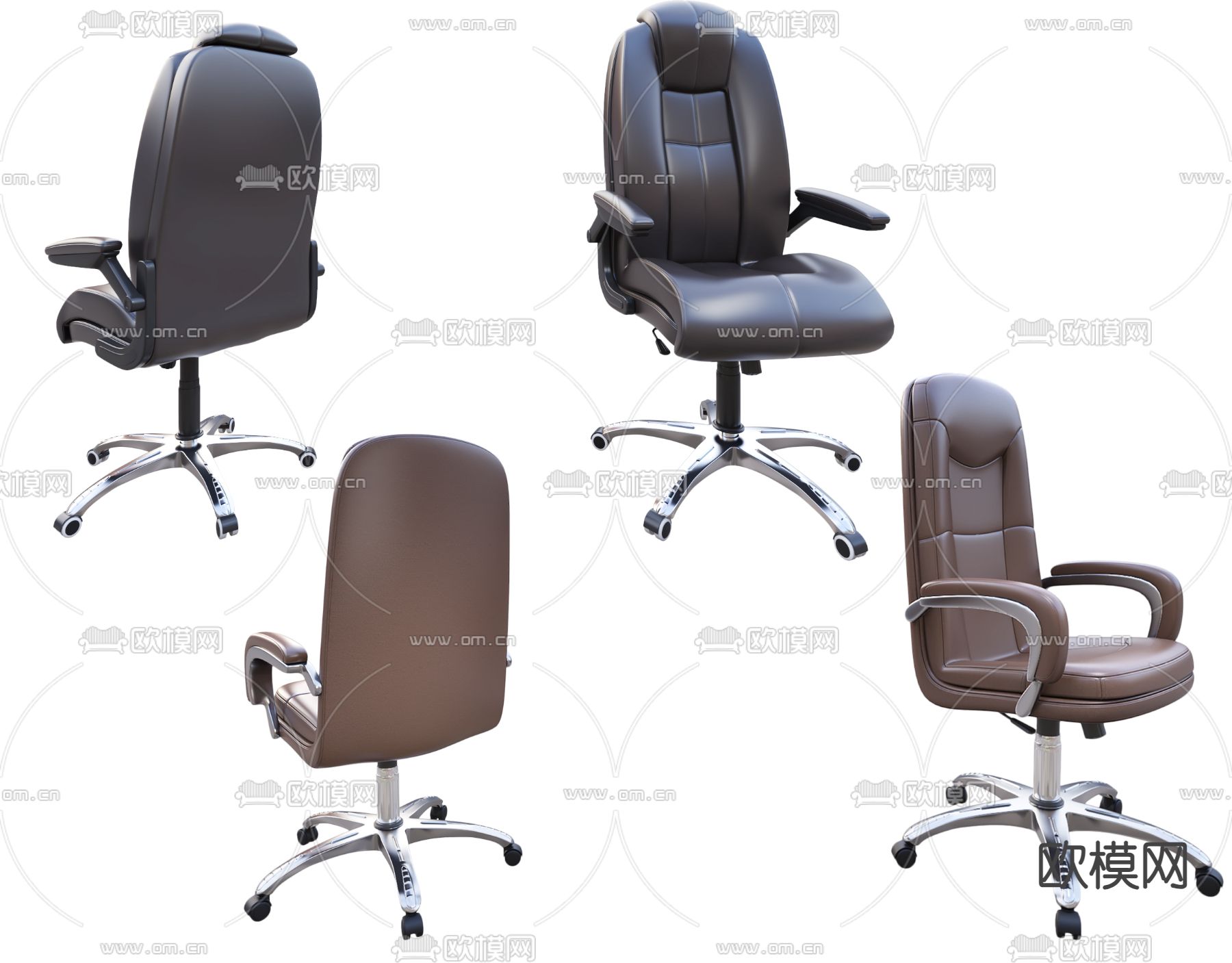 皮革办公椅 大班椅 老板椅3d模型下载（渲染图1）