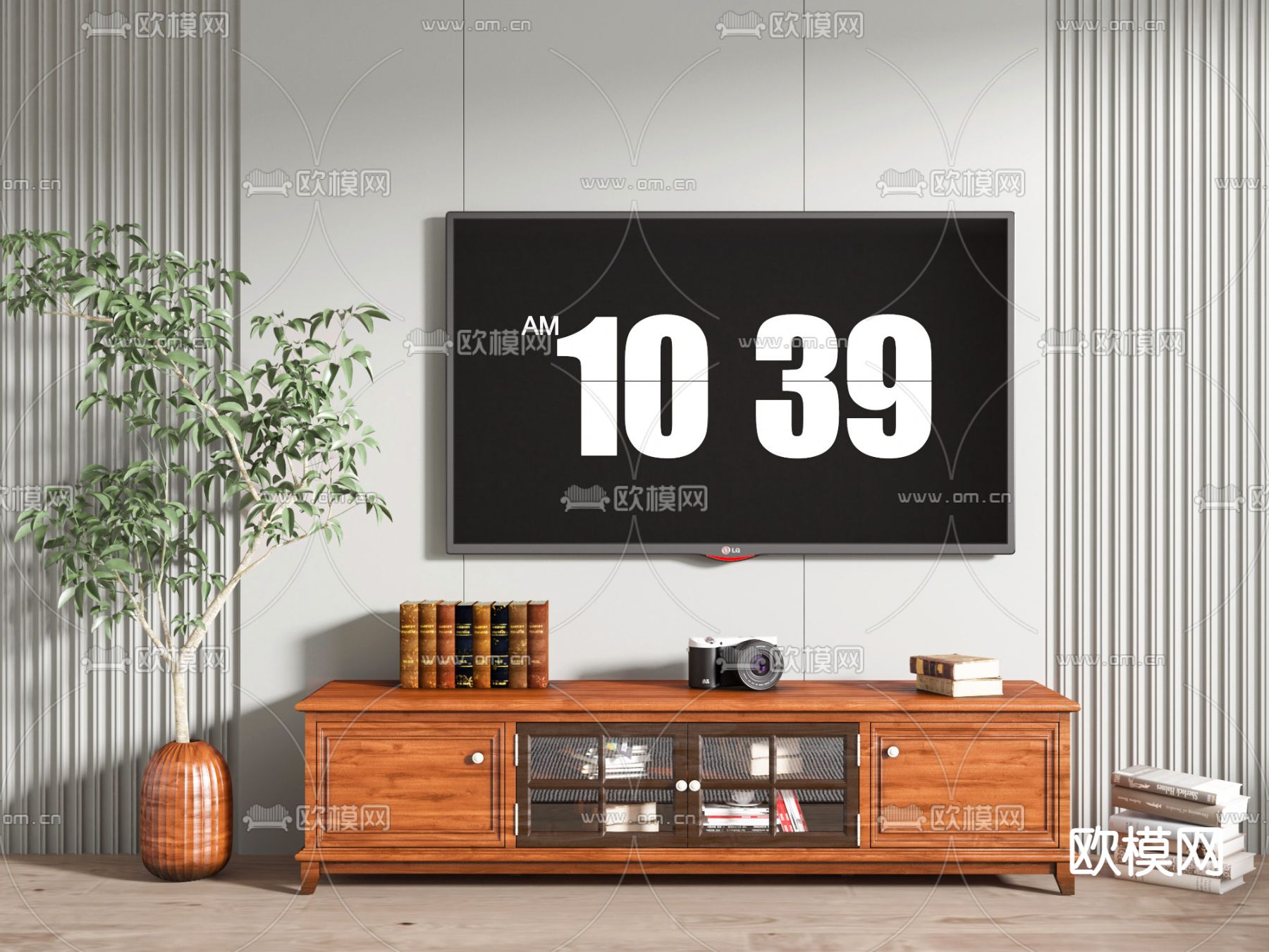 美式电视柜3d模型下载