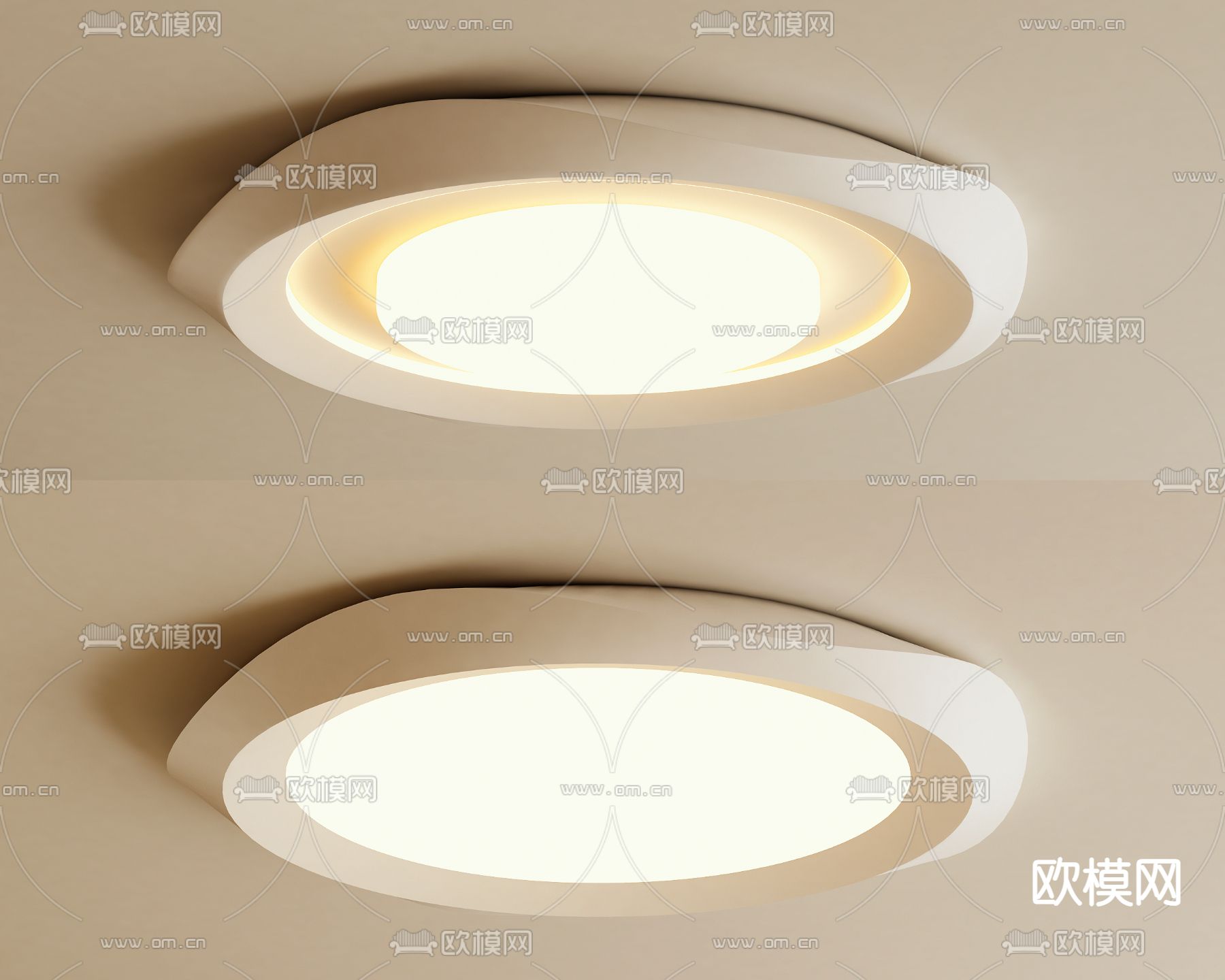 奶油风吸顶灯su模型下载（渲染图2）