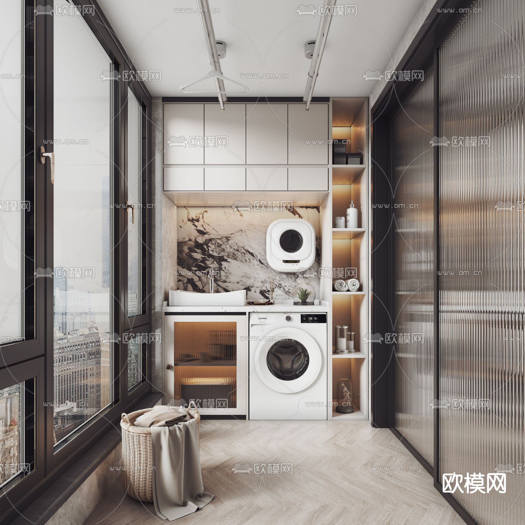 生活阳台 洗衣房3d模型下载
