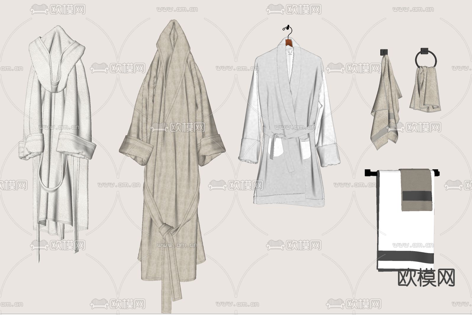 毛巾浴袍 卫浴用品su模型下载（渲染图1）