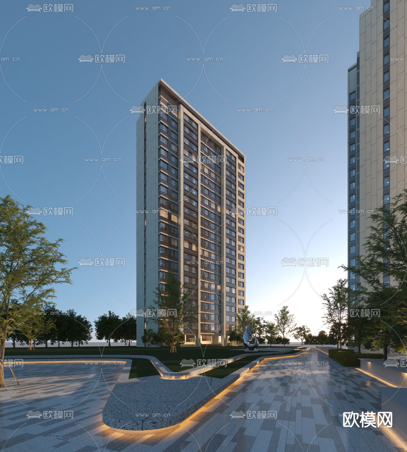 高层住宅外观3d模型下载